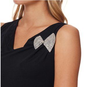 KENNETH JAY LANE, SILVER AND CRYSTAL BOW TIE PIN, MY NEW FAVORITE!!